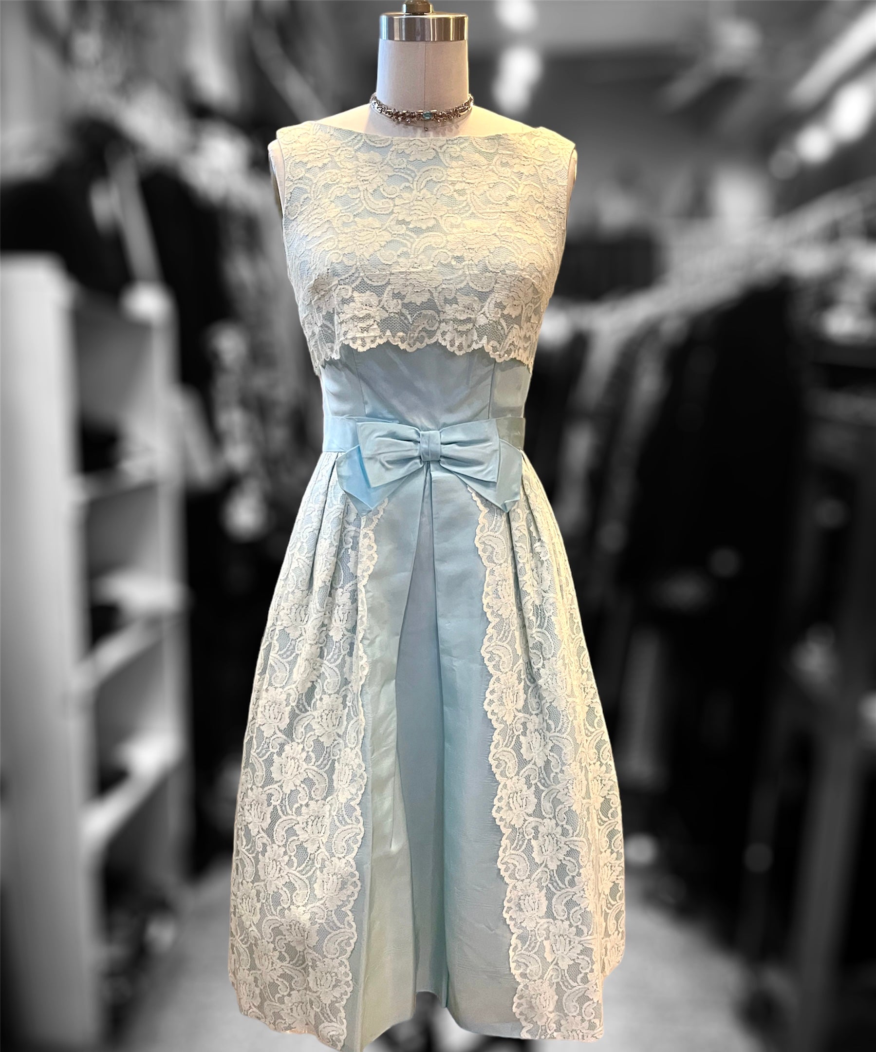 50s Baby blue lace dress