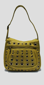 Eyelet-Embellished Top Handle Bag