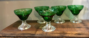 Anchor Hocking FOREST GREEN Boopie Low Champagne Sherbet Glasses Pretty