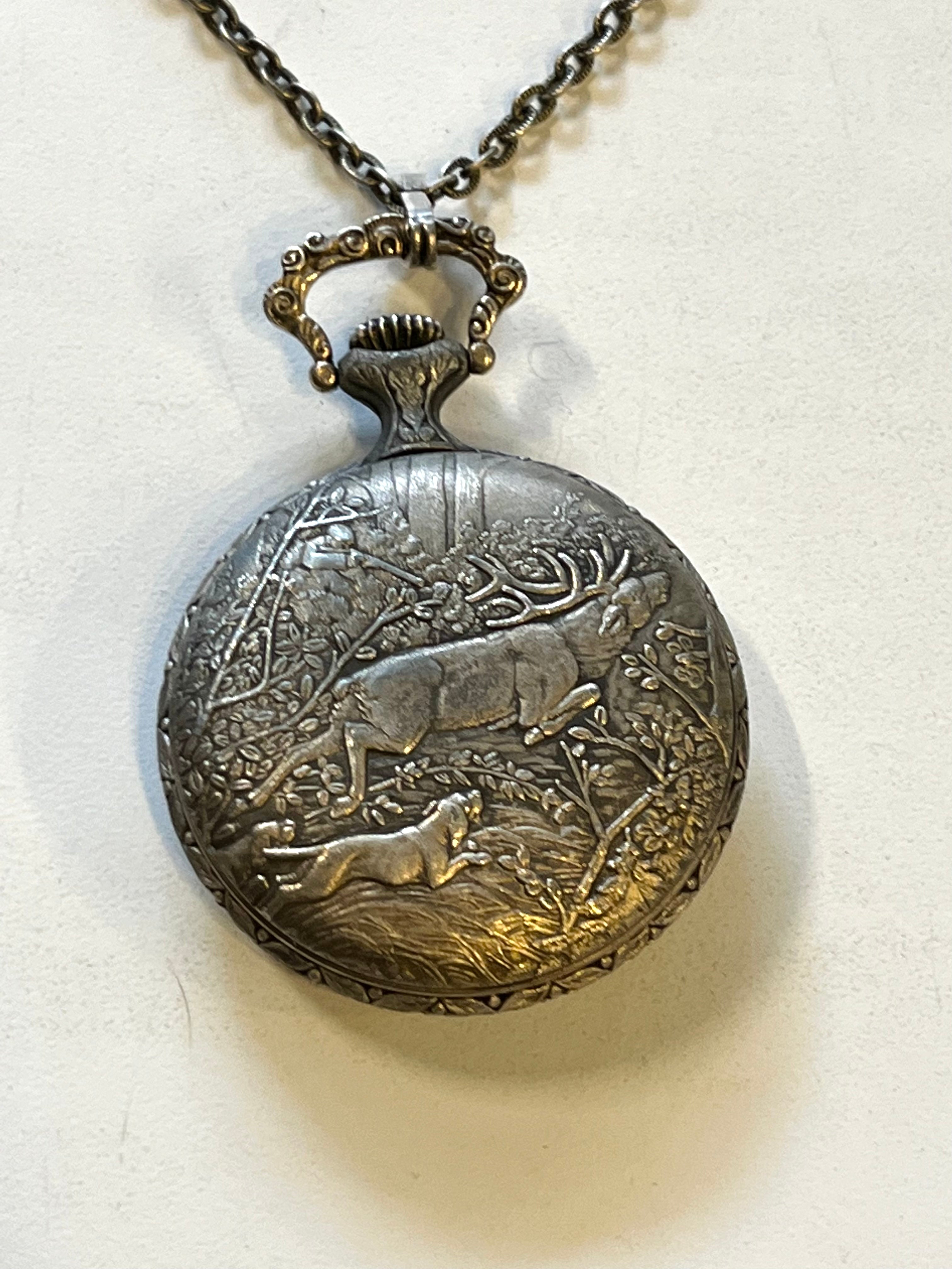 Vintage Elgin Pocket Watch 17 Jewel With Deer/ Elk Hunting