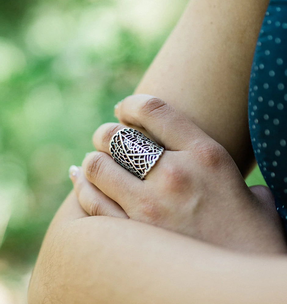 Silver Leaf Lace Ring