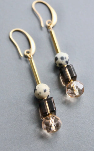 Jasper & Faceted Glass beads Earrings