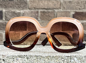 Retro Brown Oversized Drop Arm Sunglasses Vintage 70s Inspired