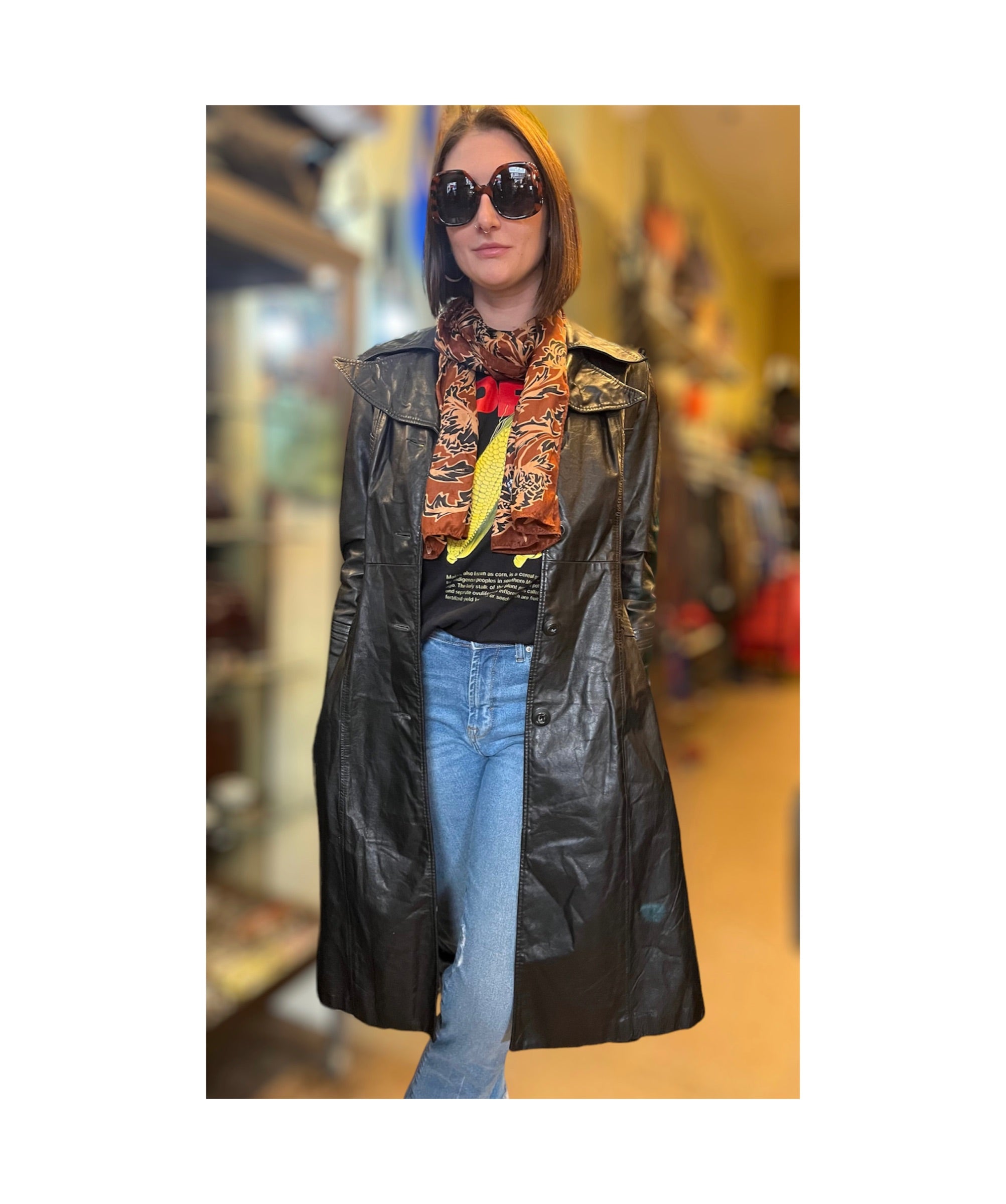 Vintage 70s Leather Craft Trench coat