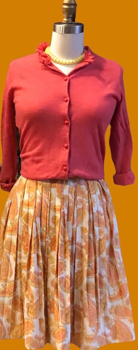 Vintage Orange Paisley Skirt
