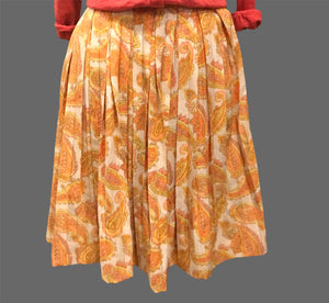 Vintage Orange Paisley Skirt