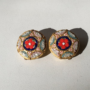Vintage Micro Mosaic Earrings Clip-on