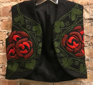 Black with Embroidery Roses