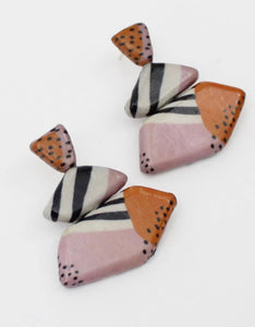 Pink Triple Stacked Decoupage Teagan Earrings