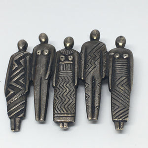 Laurel Burch family or tribal silver vintage pin
