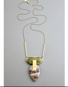 Jade & Jasper Brass necklace