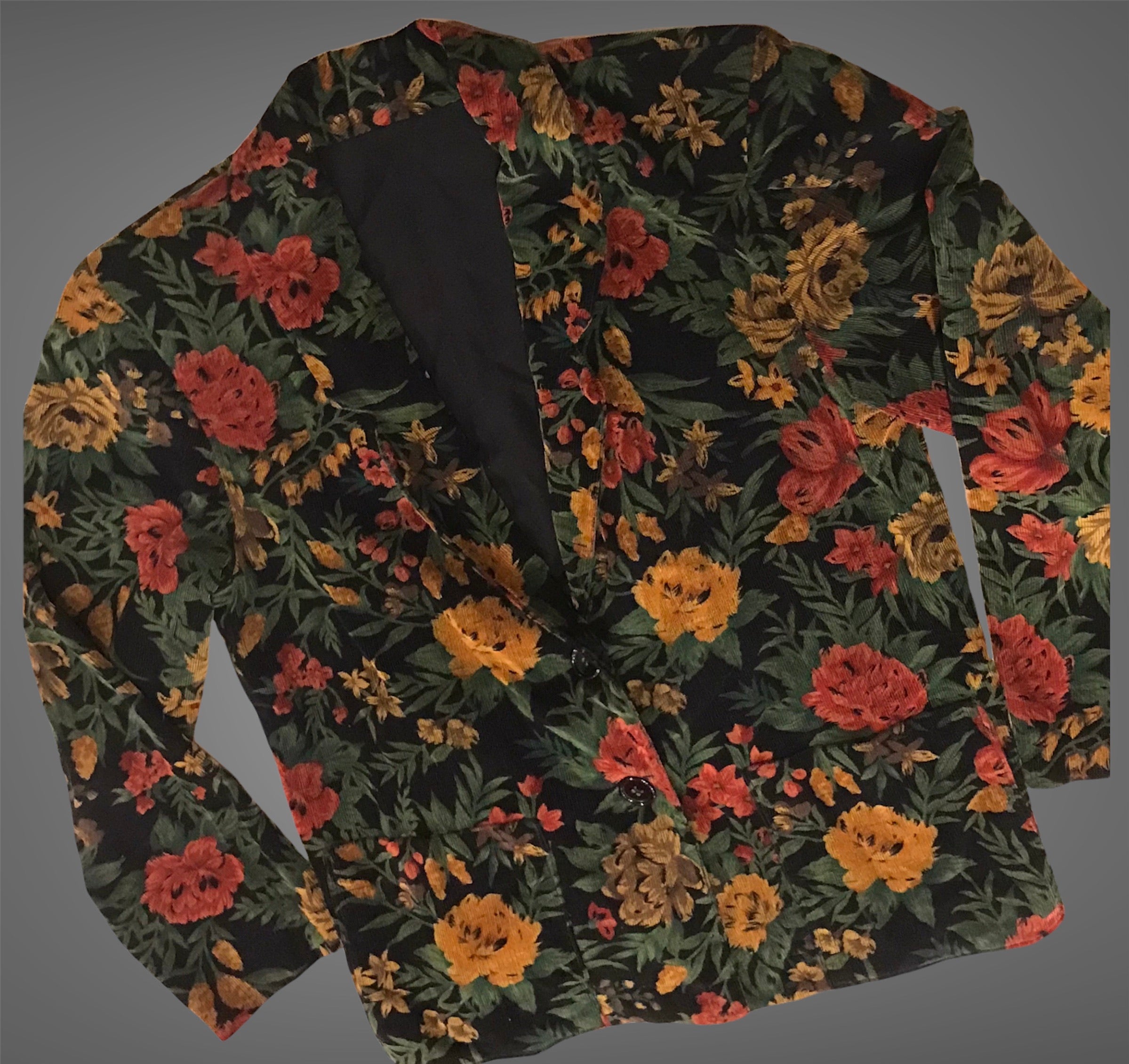 Floral Print corduroy blazer
