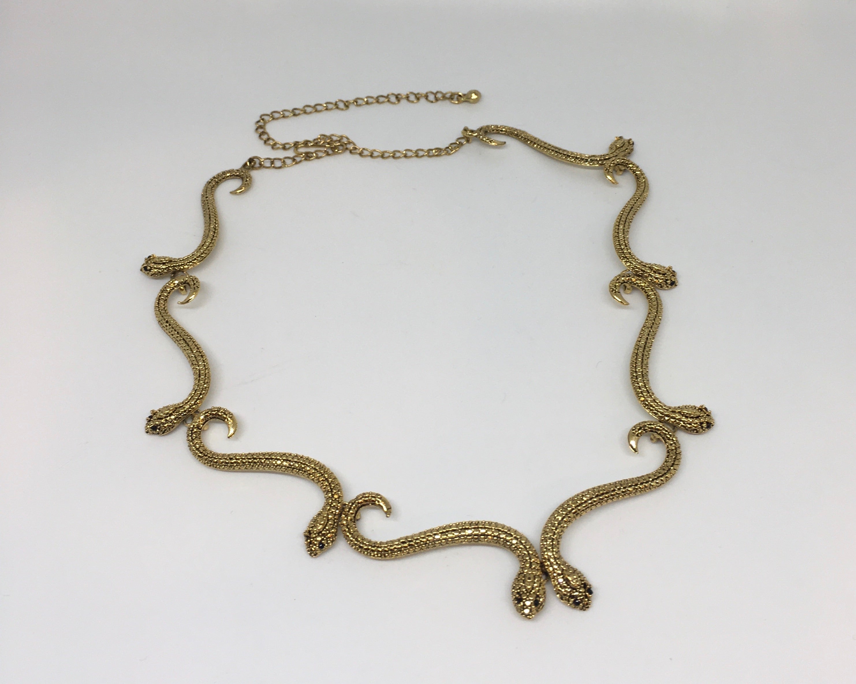 Necklace, S Snake collar, ant gold jet eyes