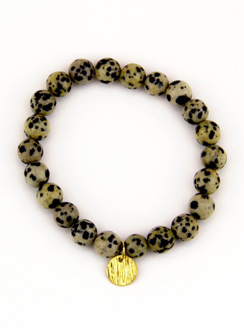 Dalmatian Jasper Stone Mala Bracelet