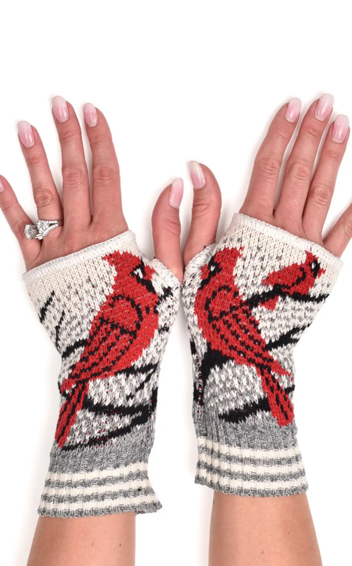 Women's Recycled Hand Warmer Fingerless Gloves - Cardinal