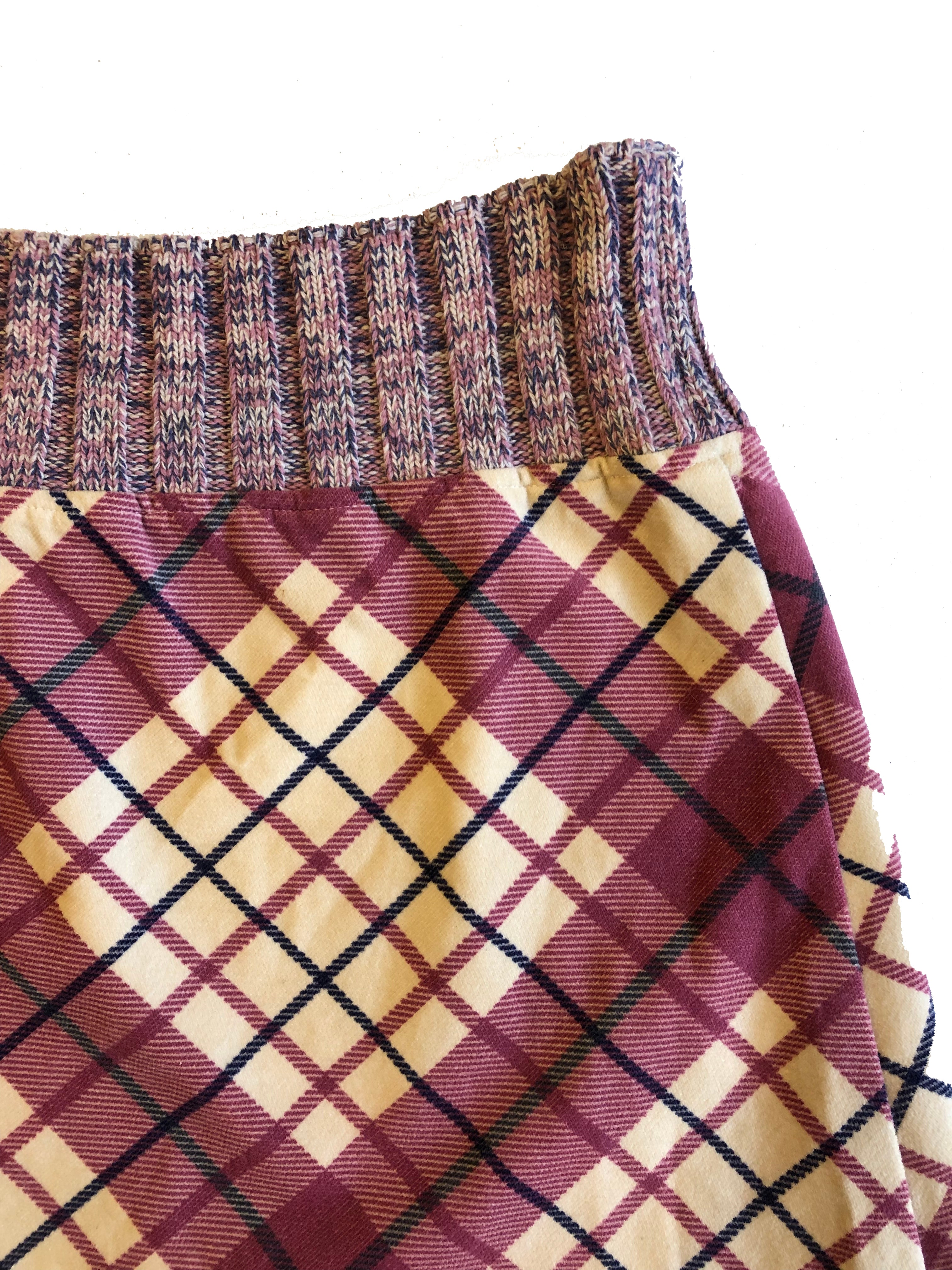 United Colors of Benetton Plaid Skirt with Rib Knit Waist